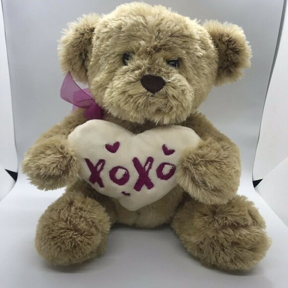 Dan Dee Collector's Choice Bear XOXO Heart Stuffed Beige Plush Valentines Day - Picture 2 of 8